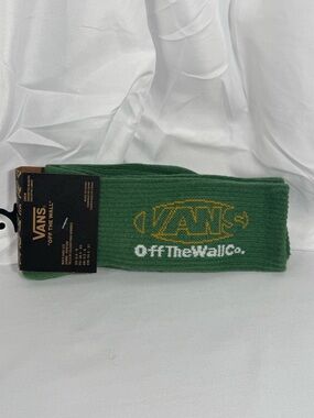 Vans Green Crew Socks with Gold Accent